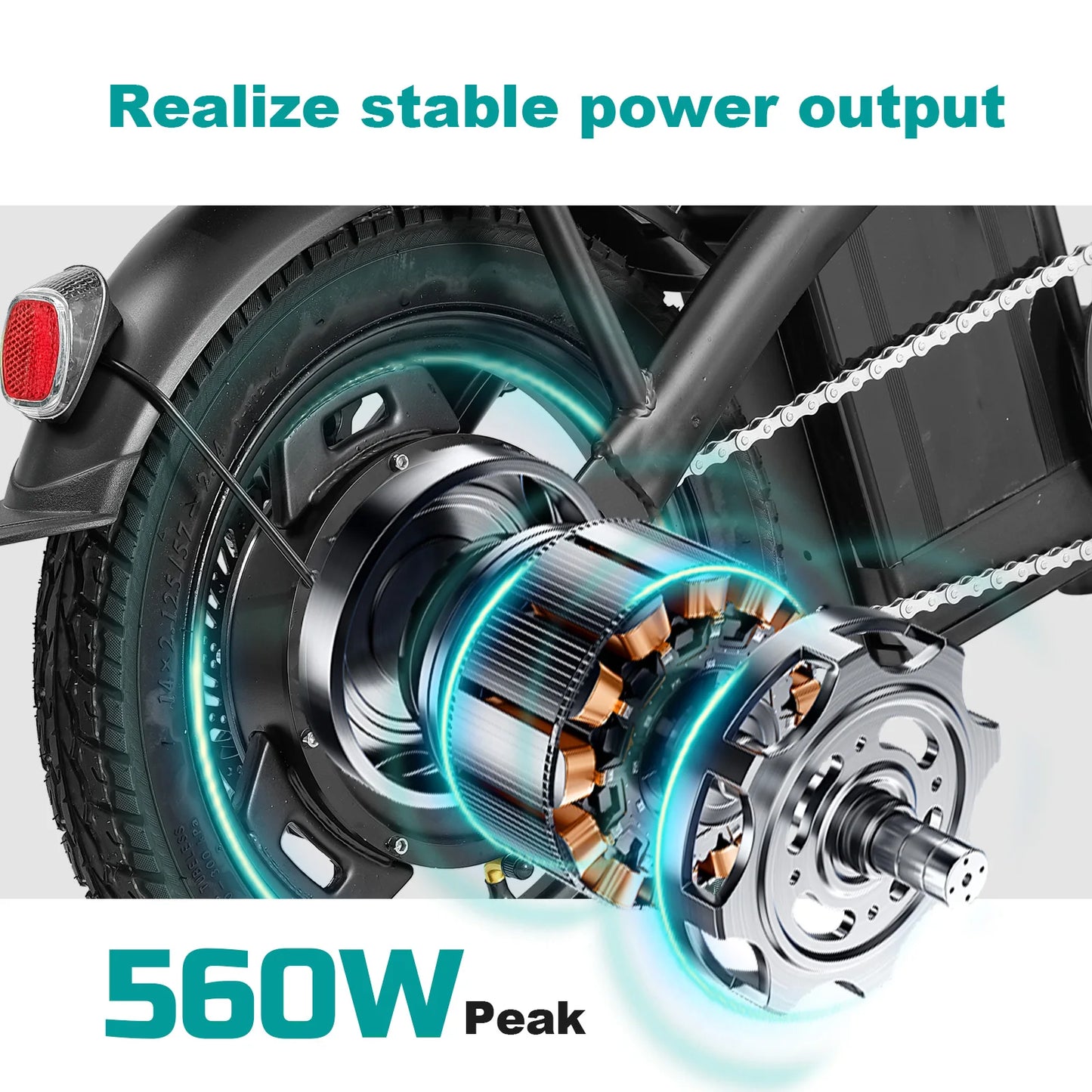 Folding Electric Bike - 560W Motor 48V Removable Battery 20 MPH Speed with 32 Miles Range