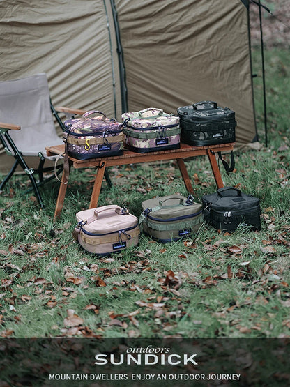 Camping Insulated Bowl & Cup Storage Bag – Outdoor Portable Lunch Bag, Available in Black, Brown, Army Green, and Camo