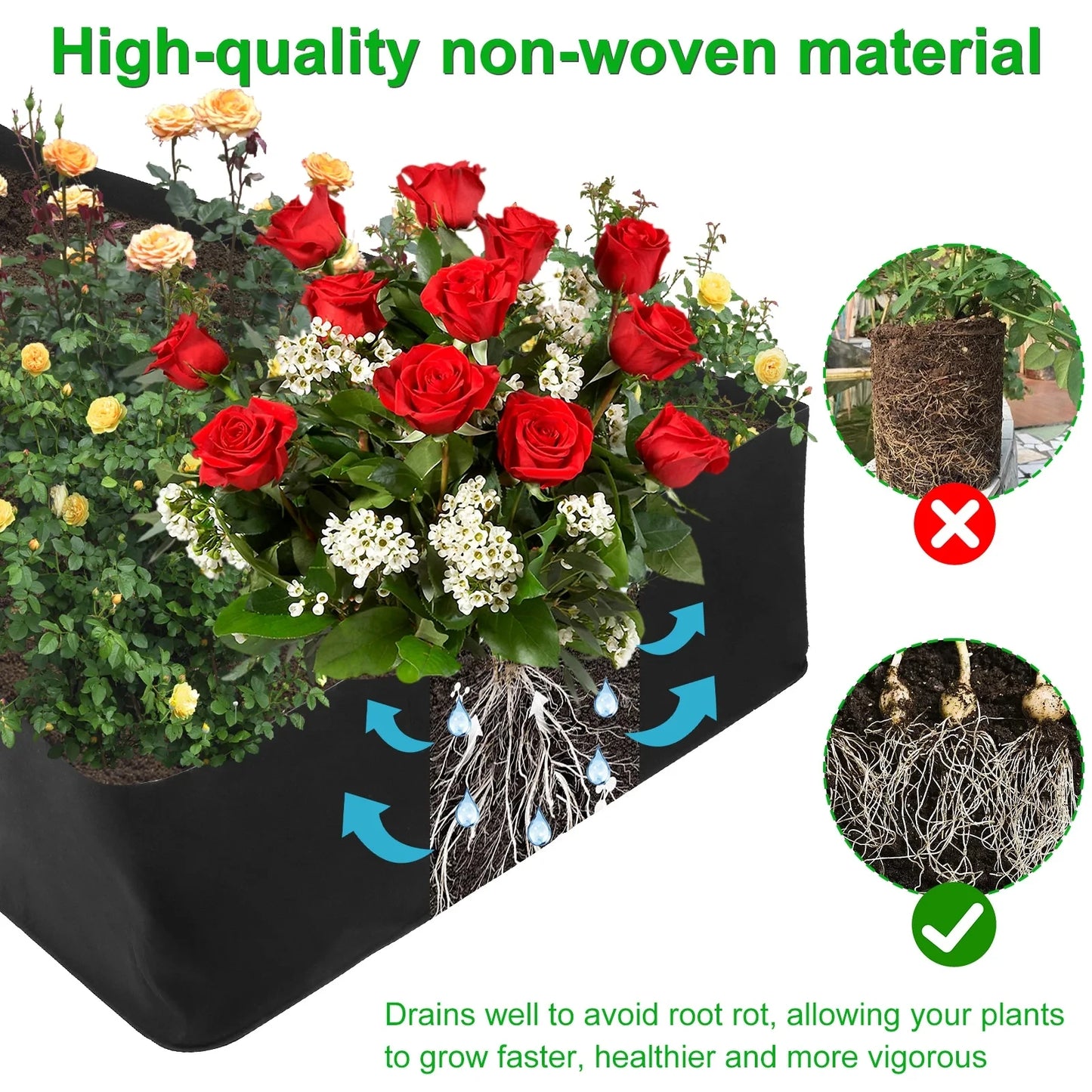 Reusable Fabric Garden Bags: Portable Rectangle Grow Bag for Planting Bed, 4/8 Grids - Large Vegetable Planting Bag for Yard