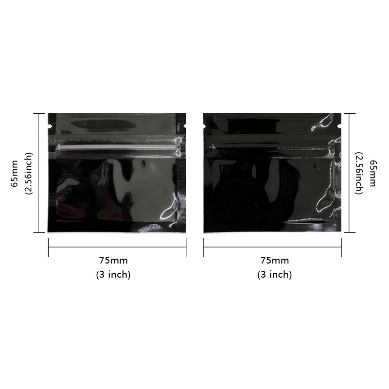 20–100PCS Black Matte Zipper Bags — Smell-Proof Mylar Pouches with One-Side Clear Window