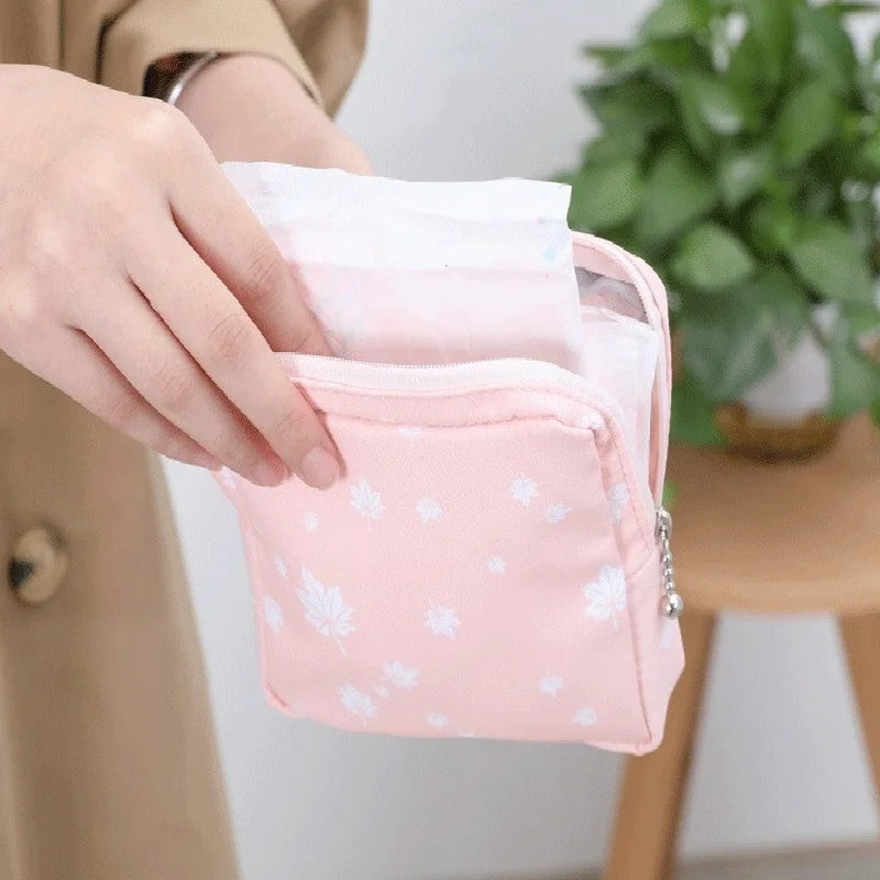Cute Cartoon Girl Cosmetic Bag – Mini Travel Makeup Organizer for Lipstick, Sanitary Pads & Toiletries