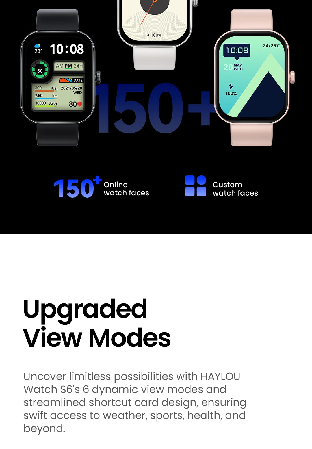 HAYLOU Watch S6 Smartwatch — 2.01" HD Display, Bluetooth Voice Calls, IP68 Waterproof Fitness Tracker