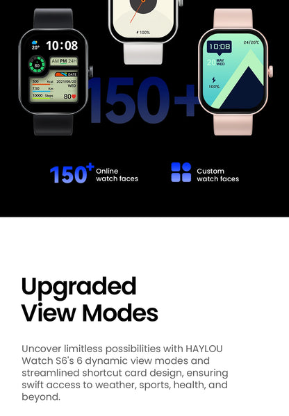 HAYLOU Watch S6 Smartwatch — 2.01" HD Display, Bluetooth Voice Calls, IP68 Waterproof Fitness Tracker