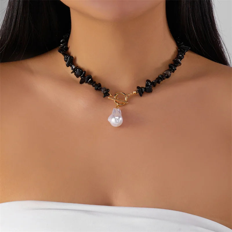 Vintage Pearl Necklace for Women - Elegant Irregular Stone Choker for Weddings, Parties & Gifts