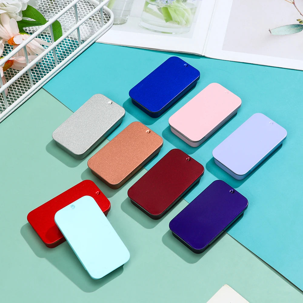 Metal Rectangular Mini Tin Box – Hinged Push-Top Candy, Pill & Small Storage Container