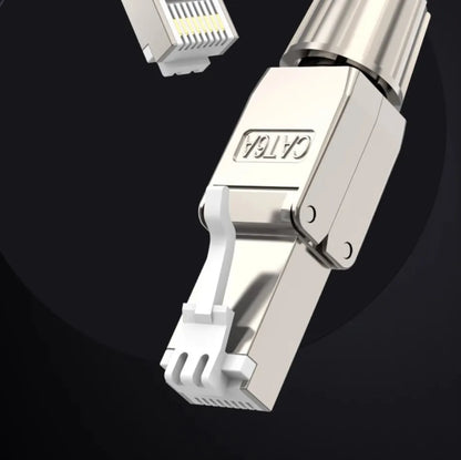 Cat6A/Cat7 RJ45 Connector — UTP/STP Toolless Network Plug | Shielded PoE Ethernet Modular Male Adapter