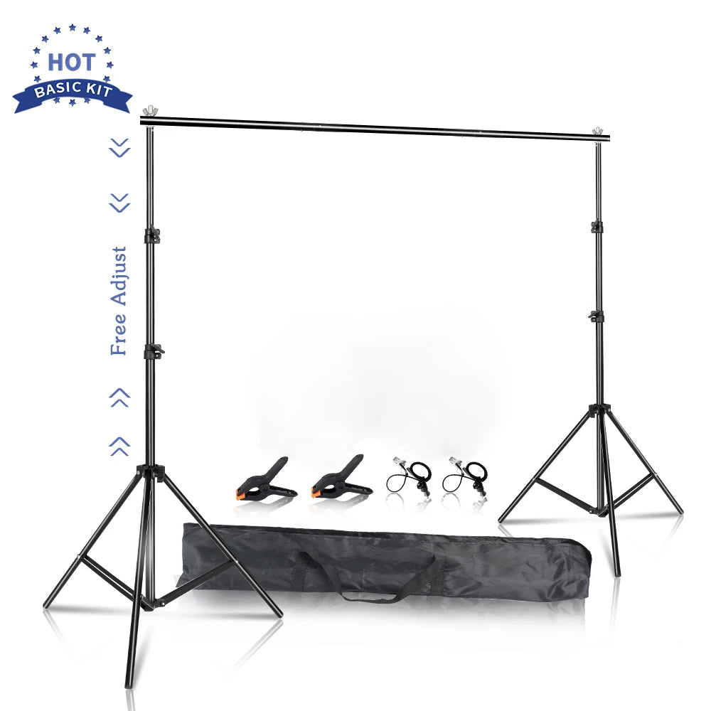 Photography Backdrop Stand Kit - Adjustable Photo Studio Background Support System with Carry Bag for Green Screen & Backdrops