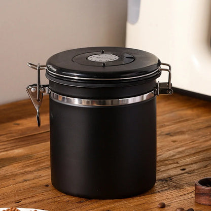 Stainless Steel Vacuum-Sealed Coffee Beans Jug – Airtight Portable Grain Storage Container for Kitchen