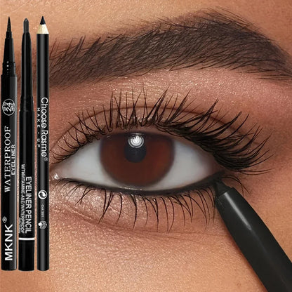 3PCS Waterproof & Smudge-Proof Black Eyeliner Pencils – Long-Lasting, Bold Eye Makeup with Smooth Glide Formula