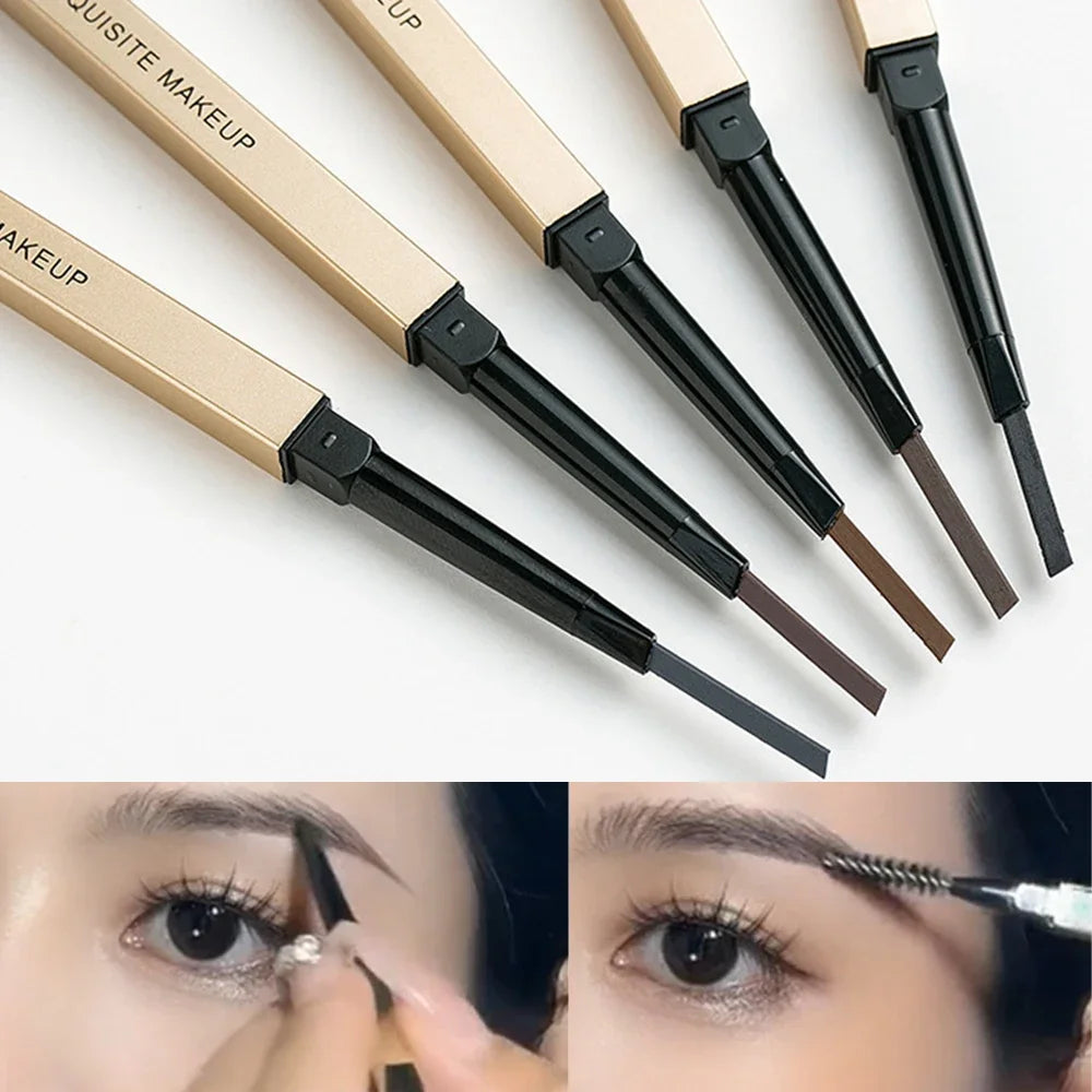 5-Color Dual-Head Eyebrow Pencil with Brush – Waterproof, Sweatproof Eyebrow Gel & Tattoo Pencil for Long-Lasting Natural Makeup
