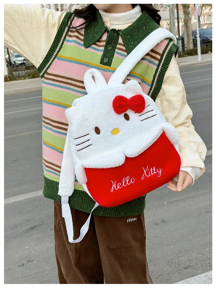 Kuromi & Cinnamoroll Plush Backpack — Cute Cartoon Soft Daypack for School, Travel & Daily Use
