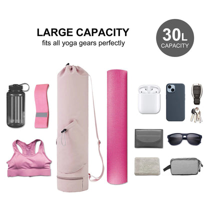 Yoga Mat Bag with Water Bottle Pocket and Wet Storage - Sports Mat Carrier with Shoulder Strap and Multifunctional Compartments