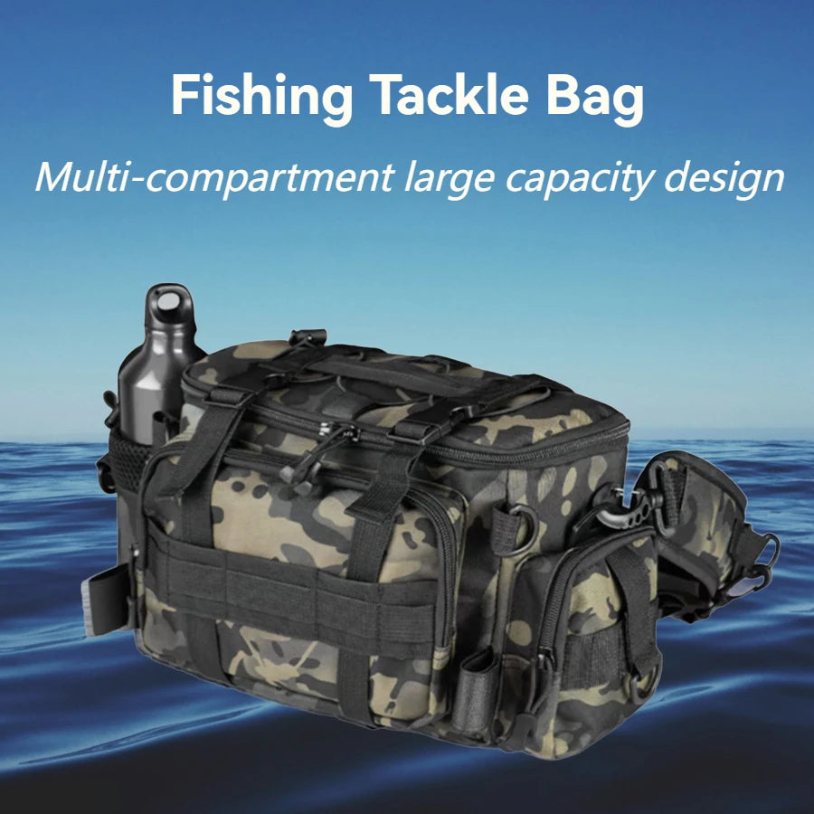Portable Fishing Tackle Shoulder Bag – Storage Bag with Rod Holder for Outdoor Sports & Fly Fishing