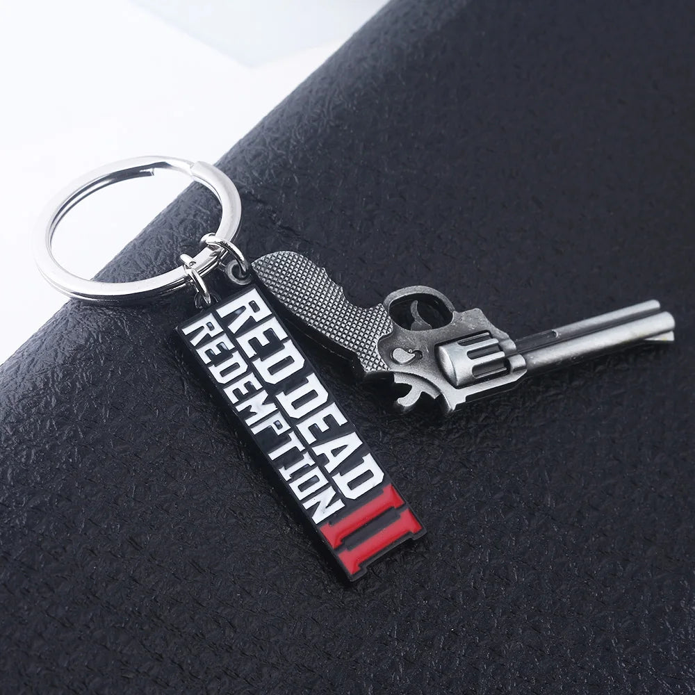 Red Dead Redemption 2 Arthur Morgan Revolver Keychain - Game-Inspired Bag Charm and Cosplay Gift for Fans