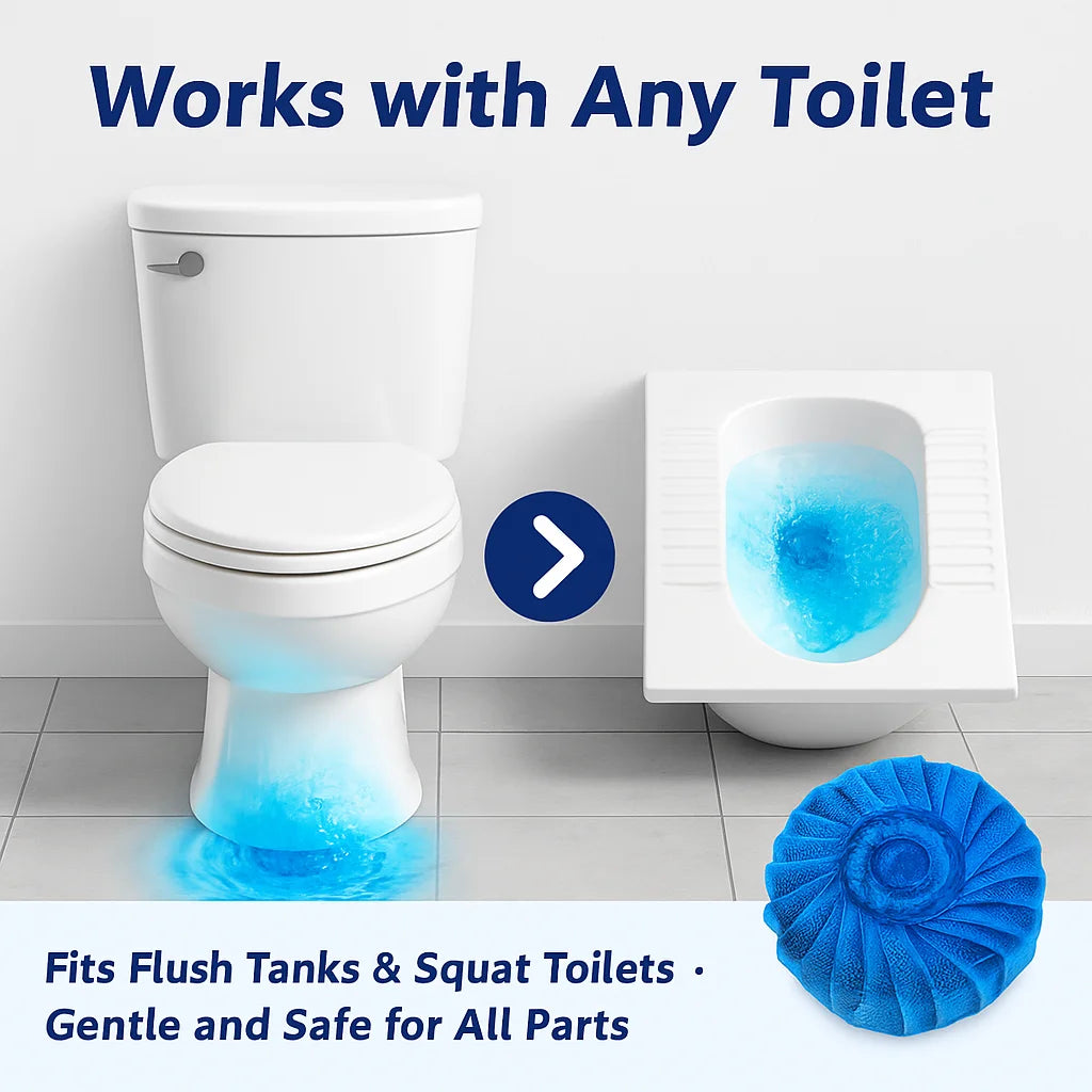 Automatic Toilet Bowl Cleaner Tablets - Long-Lasting Blue Bubble Deodorizer for Tank Freshness and Stain Removal