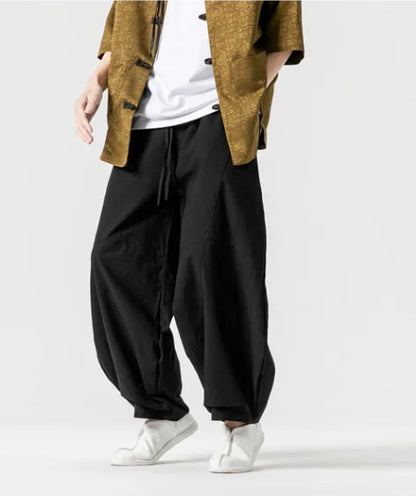 Men’s Spring Loose Harem Pants – Linen Oversized Sweatpants, High-Quality Casual Brand Trousers