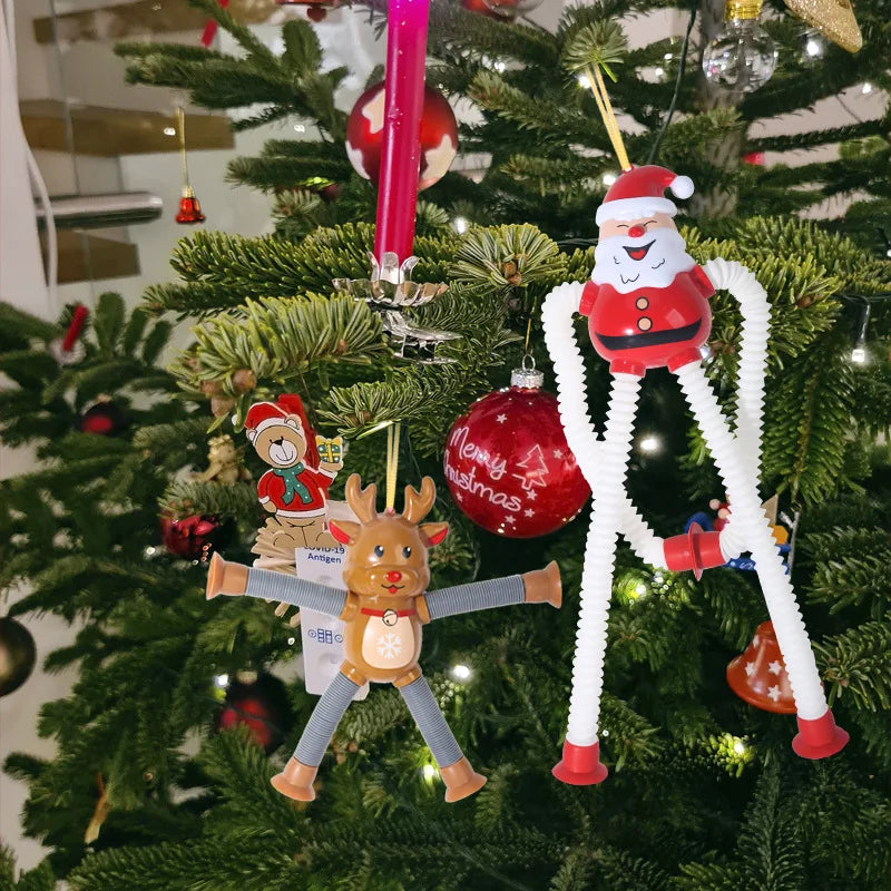 1–4pcs Retractable Santa Claus Toys – Christmas Decompression Toys Featuring Santa, Snowman, Elk & Gingerbread