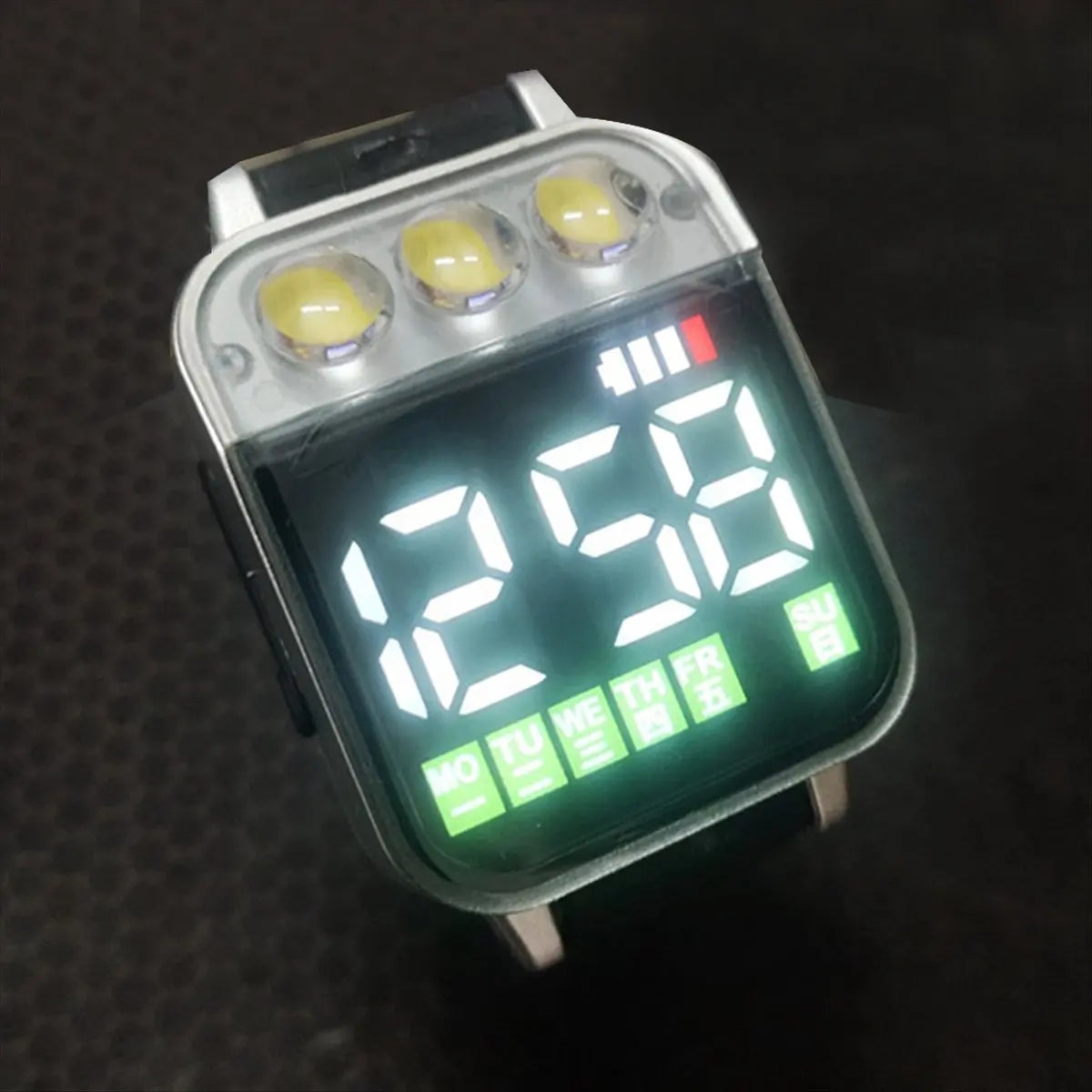HAPPY DIAN Sports LED Digital Watch - USB Rechargeable Flashlight Wristwatch for Students & Men