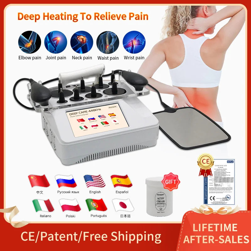 Portable INDIBA 448k RF Therapy Device | Deep Warm Physical Therapy for Pain Relief, Skin Firming & Weight Loss