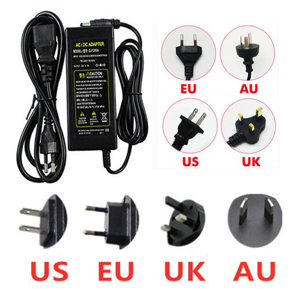 AC/DC Power Supply Adapter 110V–220V to 5V/12V/24V Transformer Converter – Multi-Voltage LED Strip Light Power Supply (1A–10A)