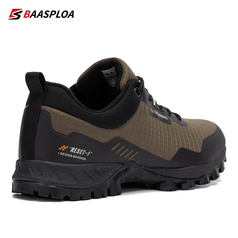 Baasploa Men's Waterproof Hiking Shoes – Anti-Skid, Wear-Resistant Outdoor Sneakers for Travel & Sports