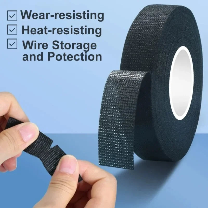 Heat-Resistant Electrical Tape – Waterproof Fabric Cloth Wrap for Auto Wiring, Cable Organizer & Harness Insulation