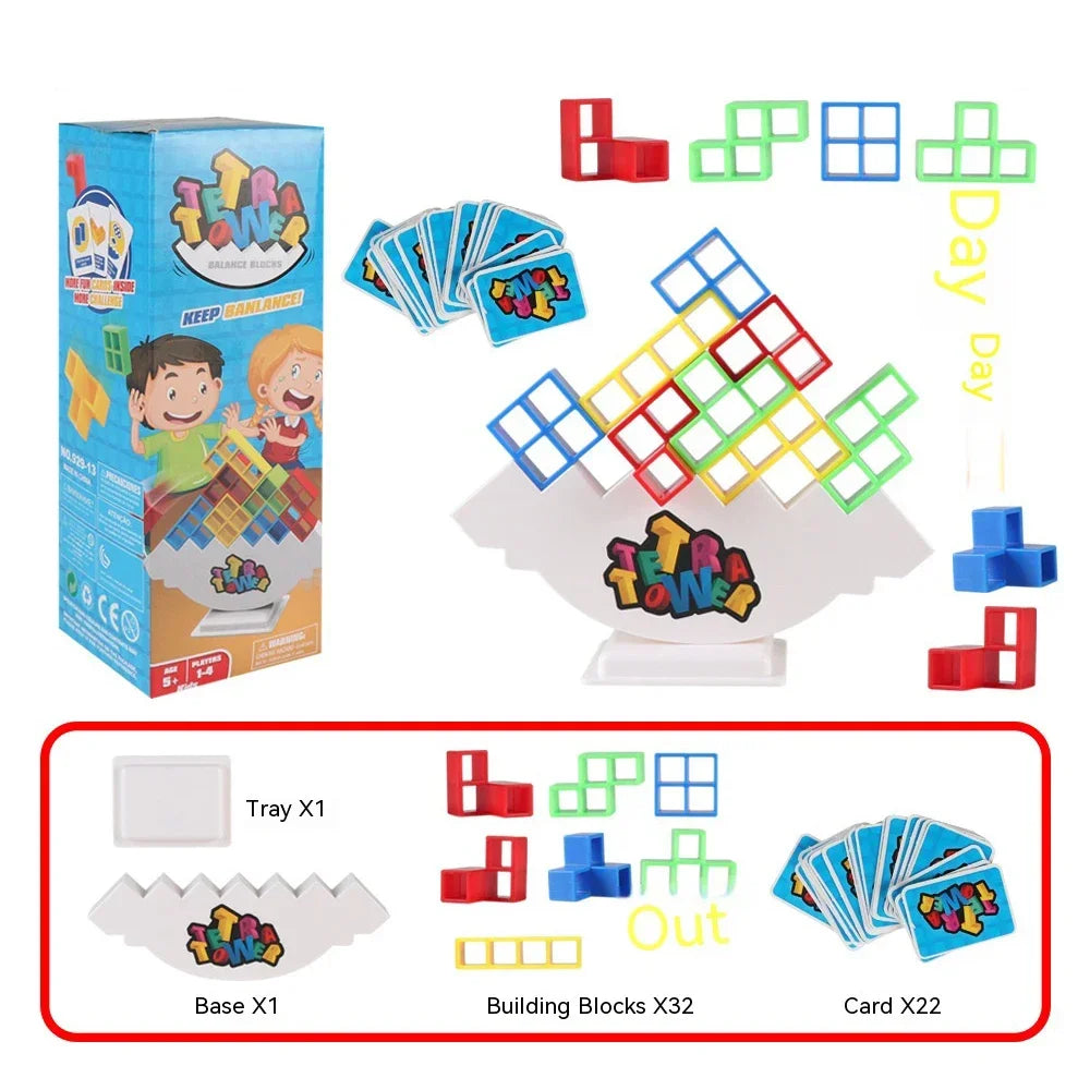 Tetra Tower Balance Puzzle Game - Fun Stacking Building Board Game for Kids Adults Family Friends Party Gift