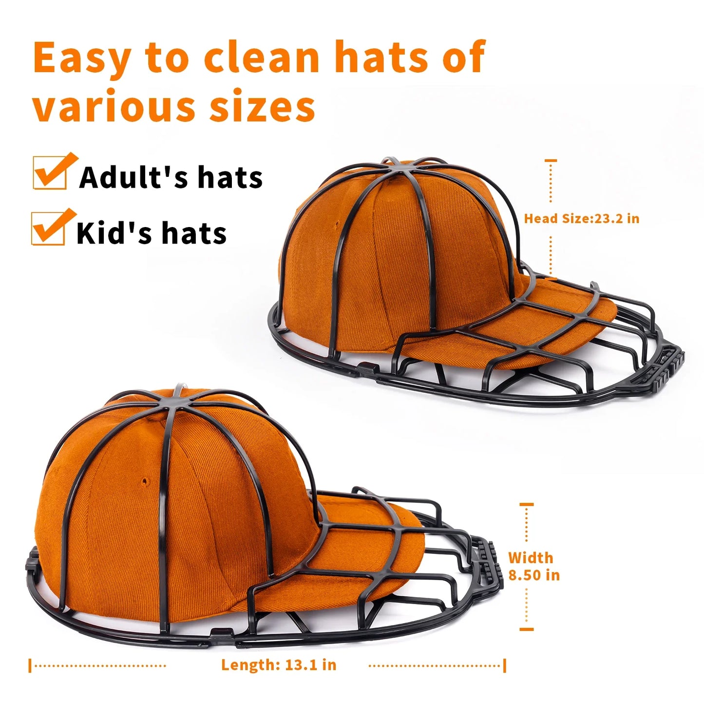 Versatile Dual-Layer Baseball Cap Washer - Ideal for Adult & Kid's Hats, Sturdy Washing Frame Cage, Efficient Hat Cleaner and Shape Protector