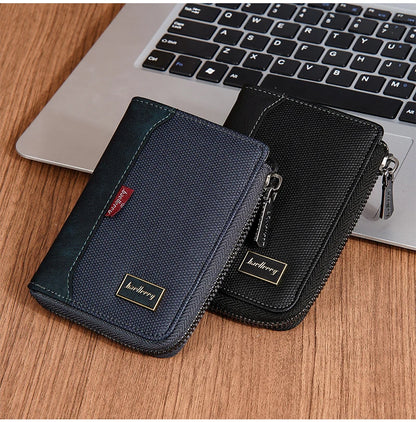 Baellerry RFID Short Men’s Wallet — Luxury Zipper Card Holder with Coin Pocket & Photo Slots