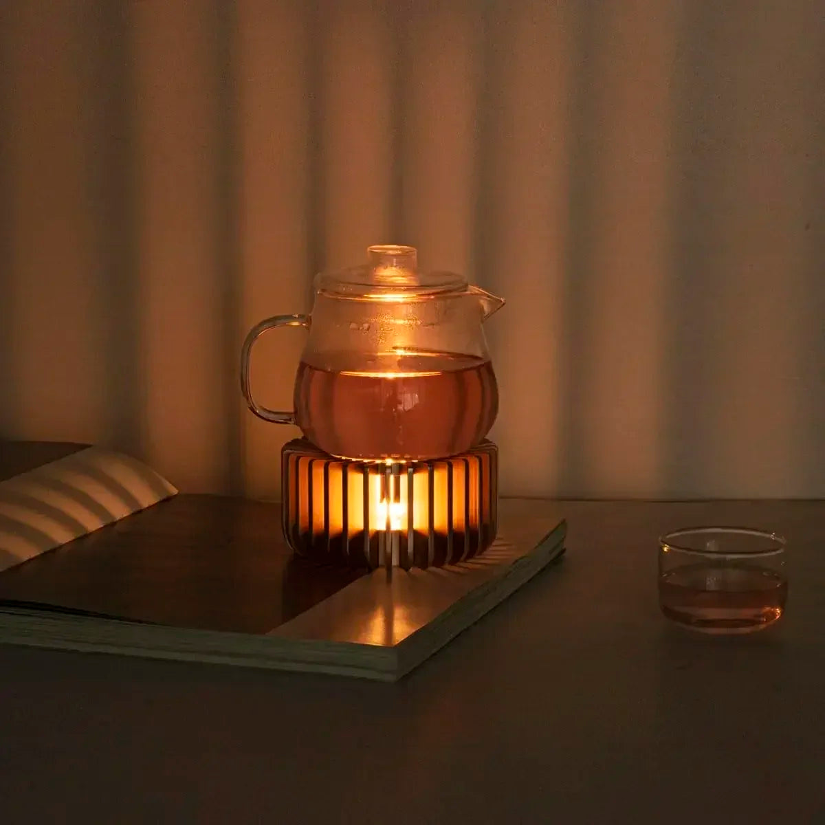 Gold Hollow Aluminum Alloy Teapot Warmer – Candle Base Heater for Coffee, Tea, and Milk Pots