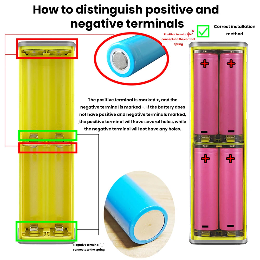 8-Cell 18650 Power Bank Battery Box - PD65W USB Type-C Fast Charging DIY Storage Case with Digital Display