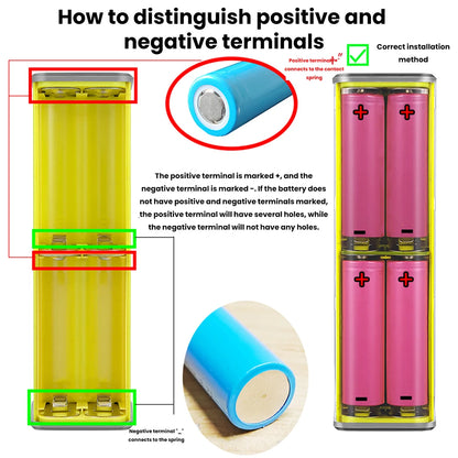 8-Cell 18650 Power Bank Battery Box - PD65W USB Type-C Fast Charging DIY Storage Case with Digital Display