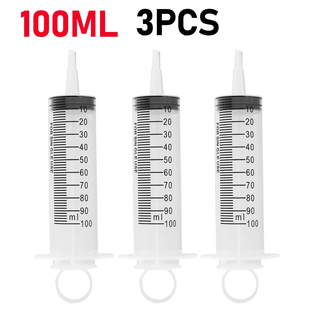 Plastic Measuring Syringe - 20ml, 60ml, and 100ml Needle-Free Liquid, Nutrient, Oil, and Pet Feeding Tool