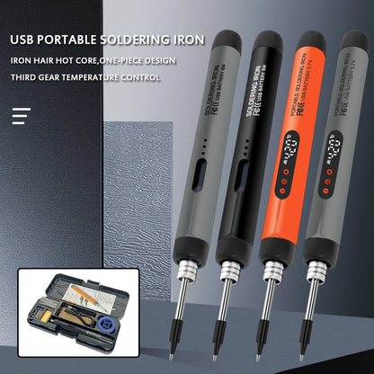 Portable USB Mini Soldering Iron Kit with Type-C Interface, 800mAh Battery, and Adjustable Temperature Control