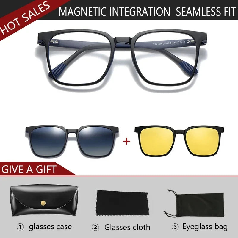 VICKY Magnetic Clip-On Myopia Glasses – Polarized Prescription Reading Sunglasses for Men & Women TJ2190