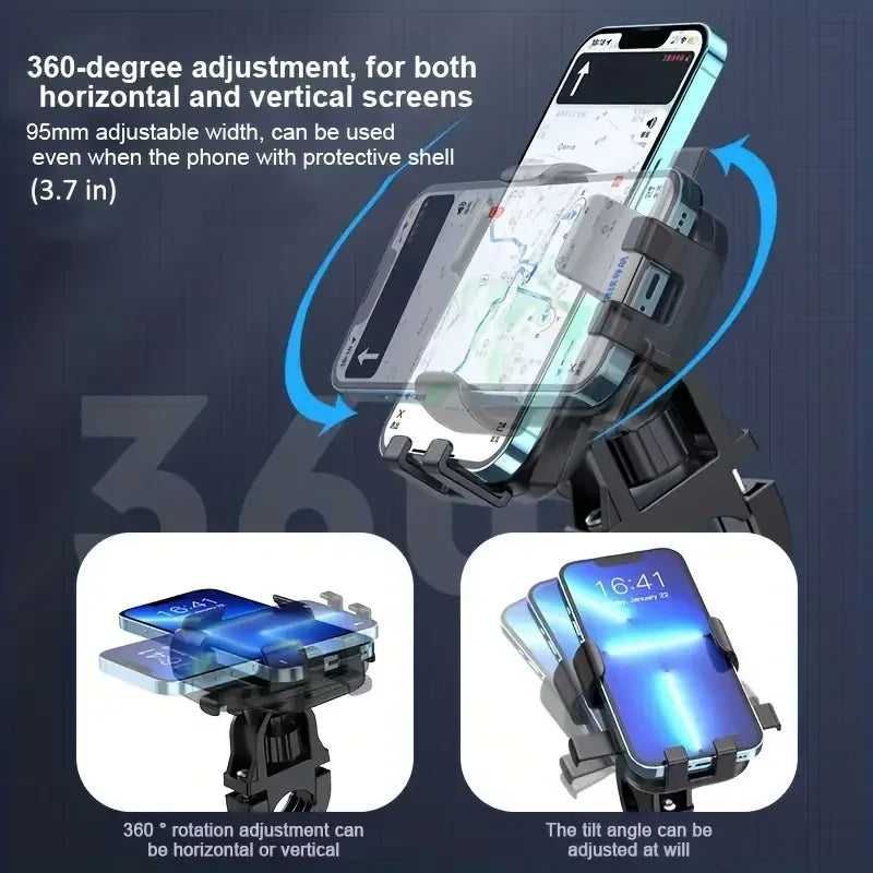 Anti-Slip Bike Phone Holder - 360° Rotatable Adjustable Bicycle Mount Bracket for Outdoor Cycling