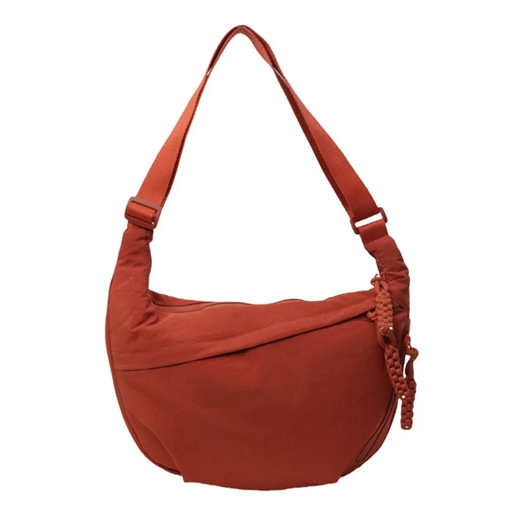 Women’s Casual Canvas Crossbody Bag – Large Capacity Lightweight  Hobo Shoulder Bag Solid Color Dumpling Bag