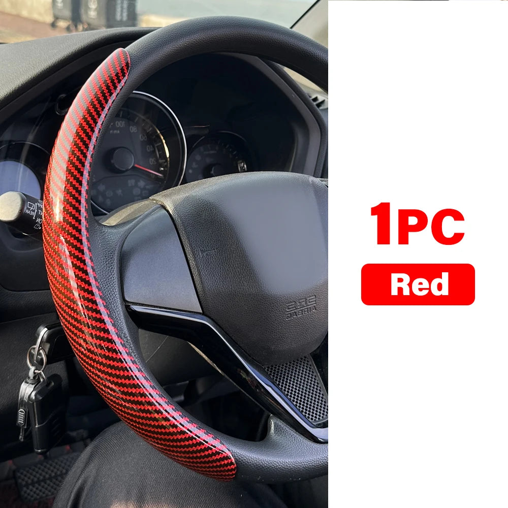 DIY Car Steering Wheel Cover — Microfiber Leather with Glossy Carbon Fiber Look