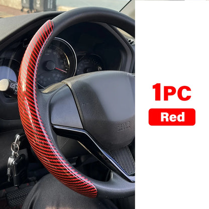 DIY Car Steering Wheel Cover — Microfiber Leather with Glossy Carbon Fiber Look
