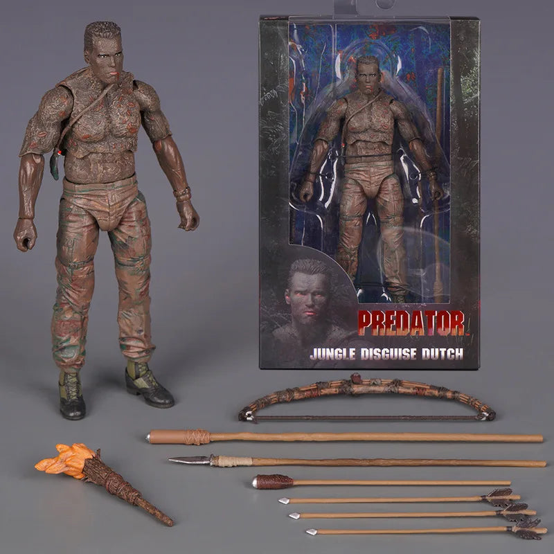 2026 NECA Predator Jungle Extraction Dutch Action Figure – Arnold Schwarzenegger Collectible Statue Model Desktop Decoration Toy Gift