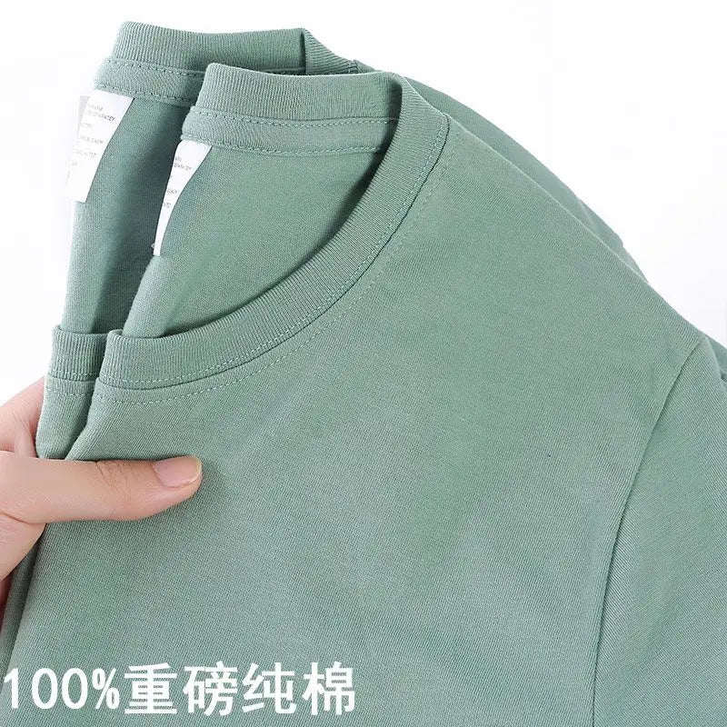 100% Cotton Unisex T-Shirt – Solid Color O-Neck Short Sleeve Tops for Men & Women, Summer Korean Loose Fit M-4XL