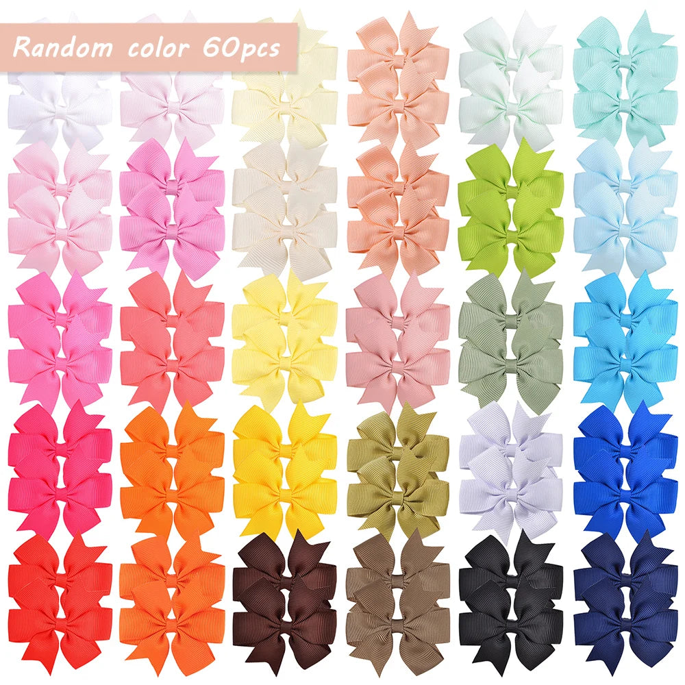 20/40PCS Candy Color Bow Hair Clips - Cute Ribbon Hairpins for Baby Girls Kids Headwear Accessories Gift Set
