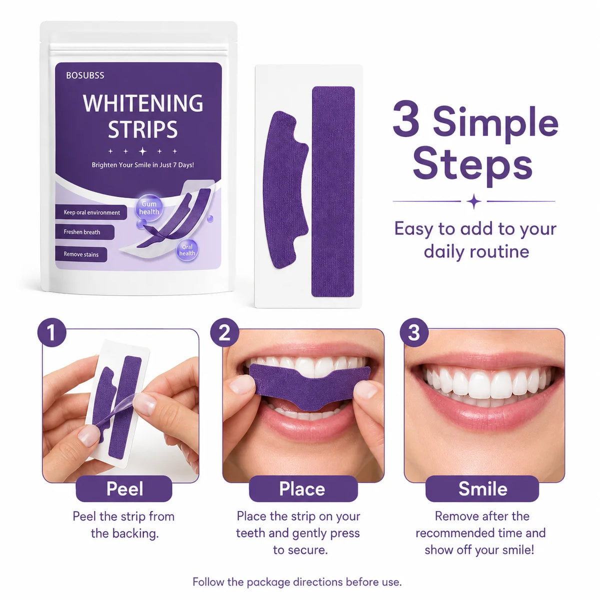 Oral Beauty Smile Strips - Easy-to-Use Daily Smile Care Patches for Your At-Home Beauty Routine