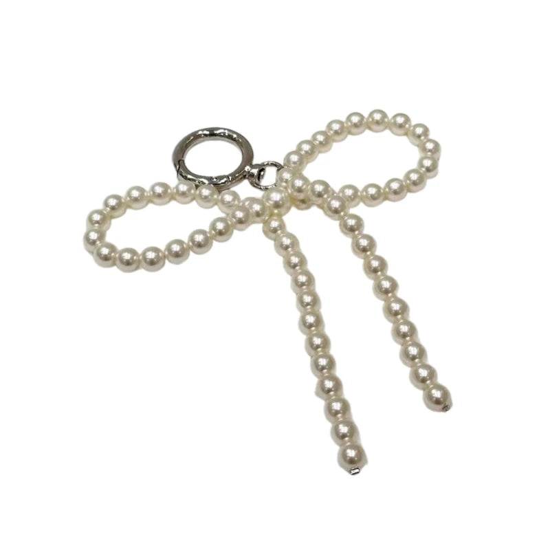 Fashion Pearl Bowknot Keychain Pendant – Hanging Ornament Charm for Backpack, Keyring Jewelry for Girls & Women