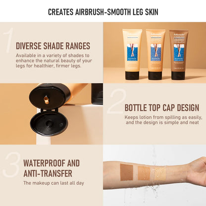 Leg Makeup Lotion – Waterproof Long-Lasting Body Foundation & Tanning Cream for Even Skin Tone, Medium Bronze