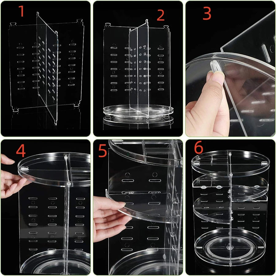 360° Rotatable Cosmetic Organizer: Adjustable Storage Display Case - Easy Assembly, Perfect for Your Cosmetics