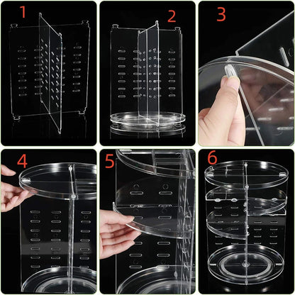 360° Rotatable Cosmetic Organizer: Adjustable Storage Display Case - Easy Assembly, Perfect for Your Cosmetics