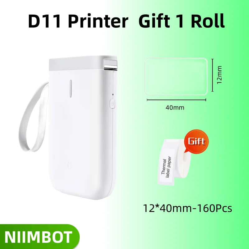 NIIMBOT D11 Portable Thermal Label Maker | Wireless No-Ink Printing Machine for Home & Office