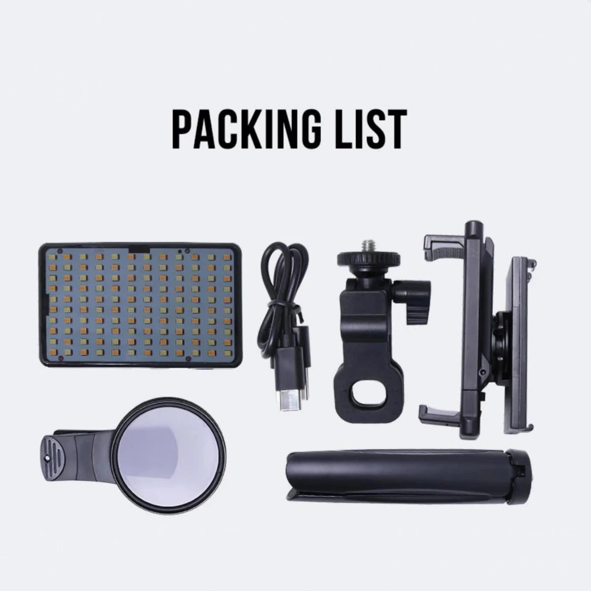 120 LED Tattoo Fill Light with 52mm CPL — Circular Polarizing Filter for Cellphone Lens, Compatible with Any Phone