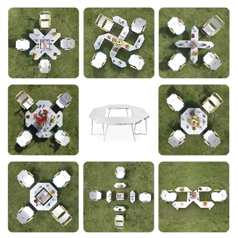 Homful Outdoor Multifunctional Stainless Steel Round Table – Foldable BBQ & Campfire Table for Camping